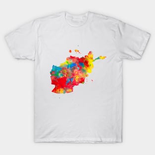 Afghanistan Watercolor Map Painting - Red T-Shirt